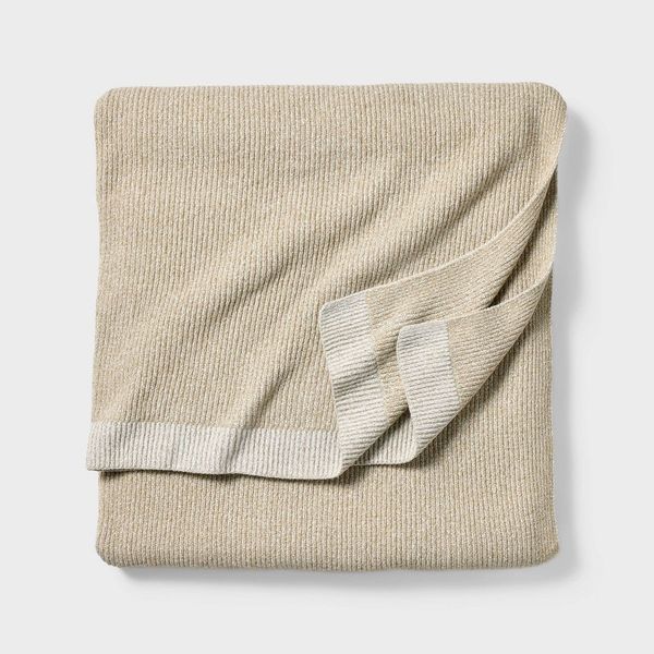 ThisOakHouse Stripe Knit Cozy Throw - Oatmeal