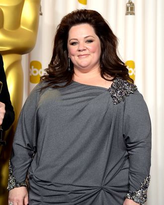 Actress Melissa McCarthy poses in the press room during the Oscars held at Loews Hollywood Hotel on February 24, 2013 in Hollywood, California.