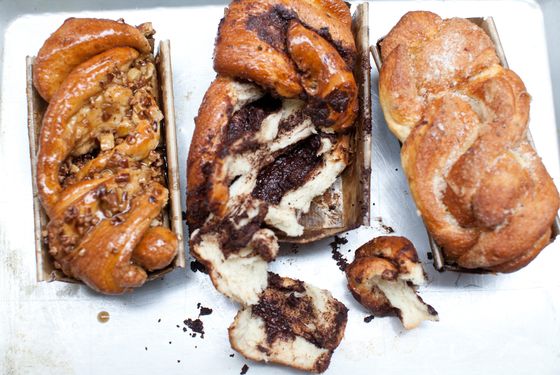 The guts of the chocolate doughka.