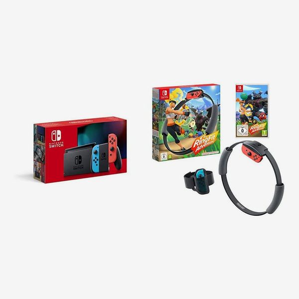 Nintendo Switch (Neon Red/Neon blue) + Ring Fit Adventure