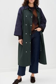 The Tiny Big Sister Color Blocked Trench Coat