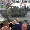 US President Donald Trump and US Secretary of Defense Pete Hegseth during the Army 250th Anniversary Parade in Washington, DC on June 14,