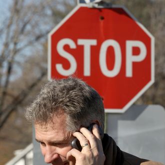 Sen. Scott Brown was non stop on the trail here in Lowell, Mass. shaking hands and on the cell phone, on Election Day, Nov. 6, 2012. 