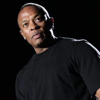 Rapper Dr. Dre performs onstage during day 3 of the 2012 Coachella Valley Music & Arts Festival at the Empire Polo Field on April 15, 2012 in Indio, California.