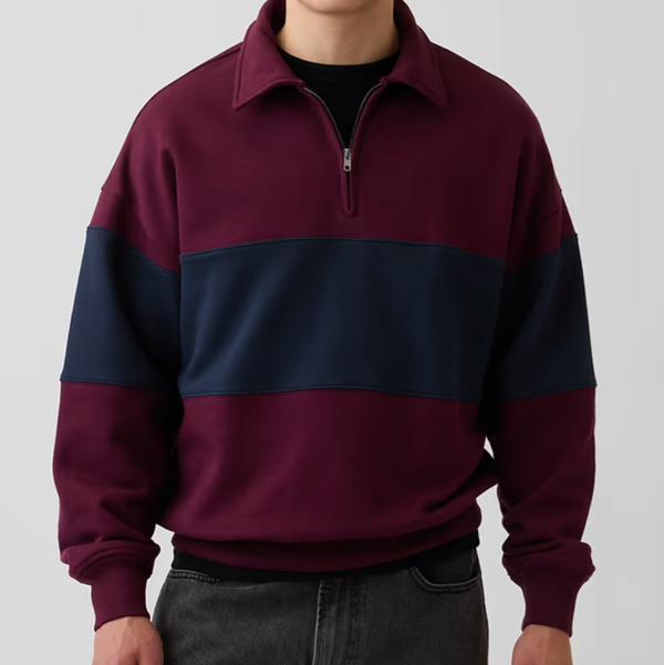 Gap Heavyweight Oversized Stripe Half-Zip Pullover