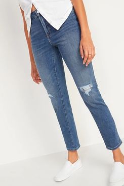 Old Navy High Waisted Distressed Power Slim Straight Jeans