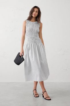 Banana Republic Factory Seersucker Smocked Midi Dress