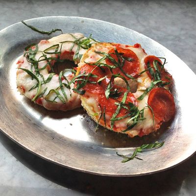 When pizza's on a bagel, you can eat pizza anytime.
