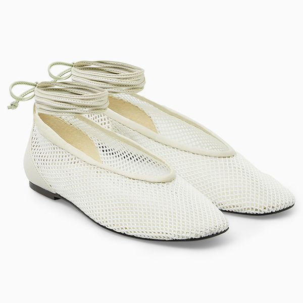 COS Leather-Trimmed Mesh Ballet Flats