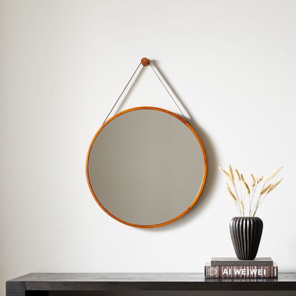 West Elm Modern Hanging Mirror (Walnut/Black, 24 Inch)