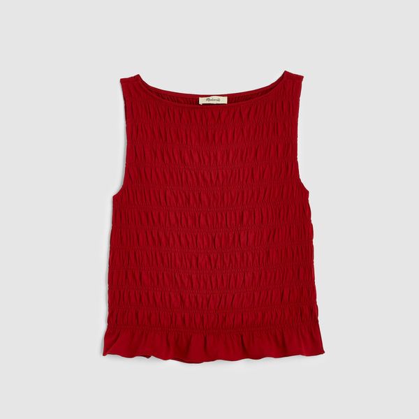 Madewell Smocked Boatneck Sleeveless Top