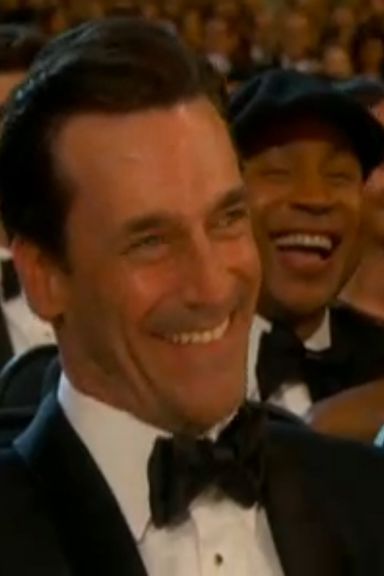 "Ha ha ha. Psst. Psst. Hey, Jon, what's everyone laughing at? It's not my formal evening cap, right? The guy at the store said, 'It's definitely appropriate for the Emmys — I think Frasier used to wear when he won all those times.' And I was like, 'If it's good enough for Walt Frazier, it's good enough for Cool James.'"