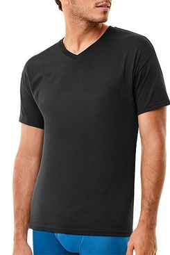Hanes Mens Luxury Essentials 3-Pack Black Dyed V-Neck Undershirt