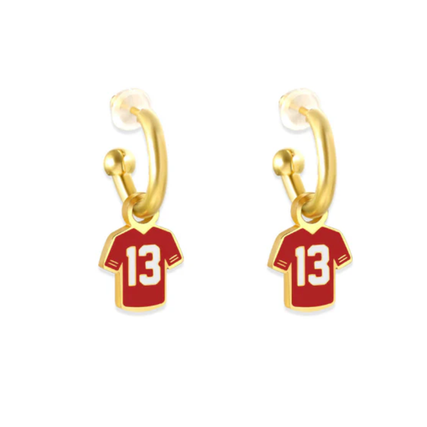 E.B. and Co. Kansas City Chiefs #13 Swifty Jersey Huggie Hoop Earrings