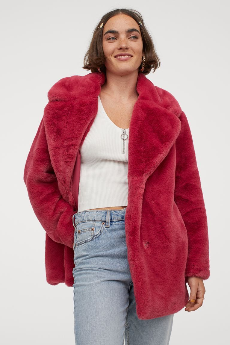 Womens Clothing Jackets Fur jackets Urbancode Faux-fur Zipped Jacket in Pink 