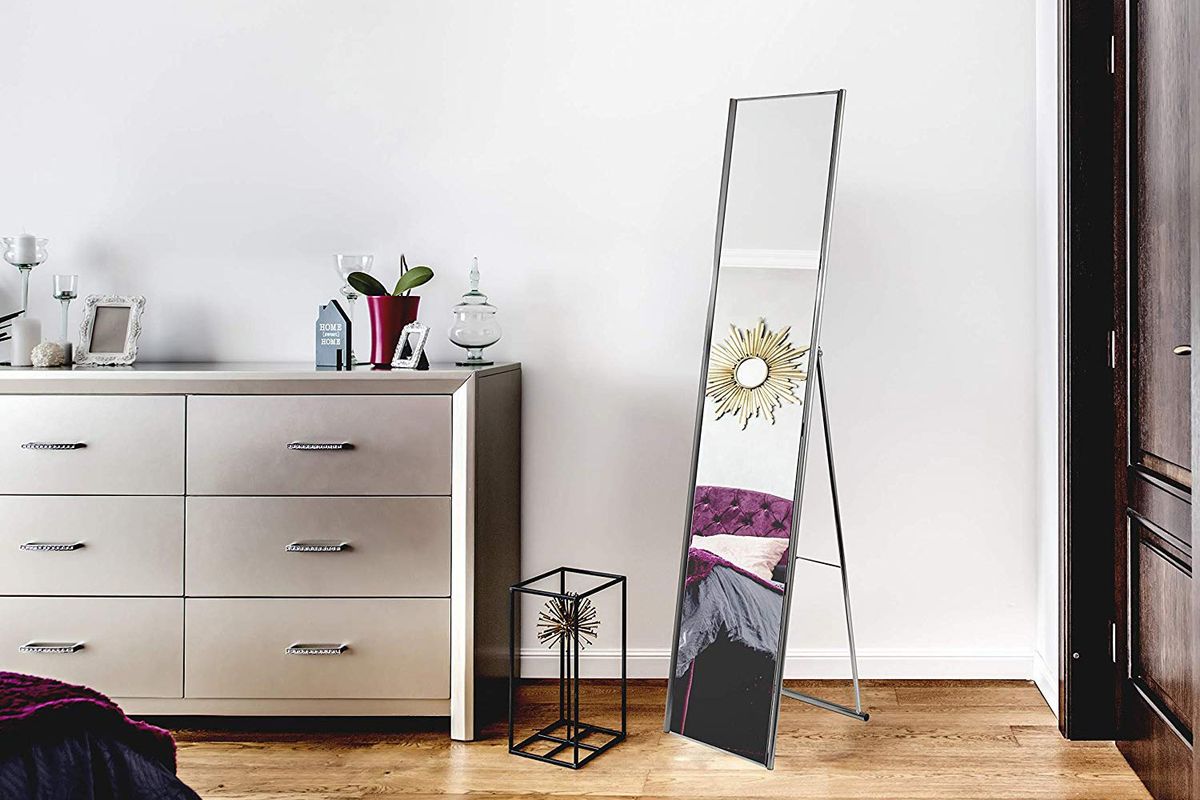 color : Black 155cm floor mirror L0402 Silver Mirror Free Standing Full Length Floor Standing Dressing Mirror Adjustable Stylish Bedroom Furniture 43 