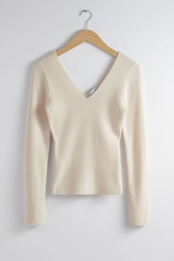 & Other Stories Fitted Rib-Knit Top