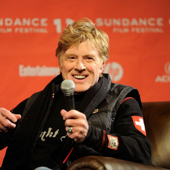 PARK CITY, UT - JANUARY 19: Sundance Institute President and Founder Robert Redford speaks at the opening day press conference held at the Egyptian Theatre during the 2012 Sundance Film Festival on January 19, 2012 in Park City, Utah. (Photo by Jemal Countess/Getty Images)