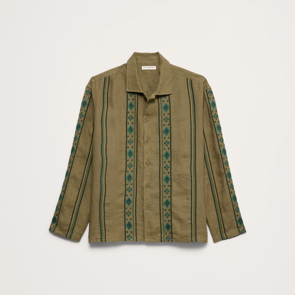 Banana Republic Relaxed-Fit Embroidered Linen Long-Sleeve Resort Shirt