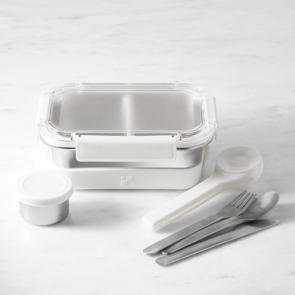 Williams Sonoma Hold Everything Perfect Lunch Container with Flatware Set and Sauce Container