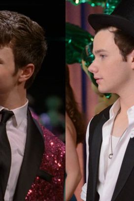 The sequined pink blazer is a performance costume, but we could see Kurt wearing it just as easily in the hallways. In fact, we wish he'd trotted it out for prom, given that his casual vest-and-top-hat look seems a little underdressed next to an impeccable Blaine. (Yes, other than perhaps Abraham Lincoln, Kurt is basically the only person in history who can make a top hat look casual.)