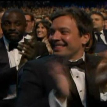 Idris Elba's look toward Jimmy Fallon after Late Night loses the Best Writing Emmy says, "I told you you weren't gonna win."