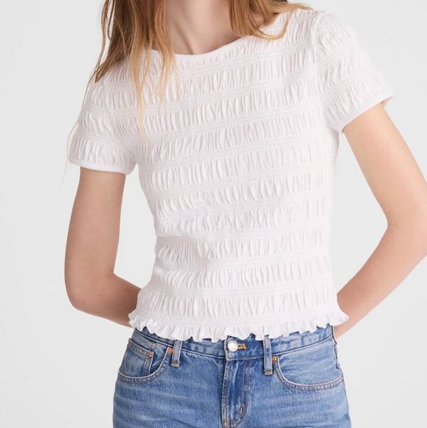 Madewell Smocked Short-Sleeve Top
