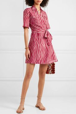 Diane Von Furstenberg Alexa Tiger-Print Cotton and Silk-Blend Voile Wrap Mini Dress