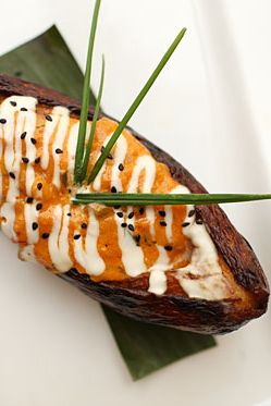 Sweet plantain stuffed with salted cod