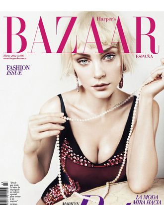Jessica Stam covers <em>Harper's Bazaar Spain</em>.