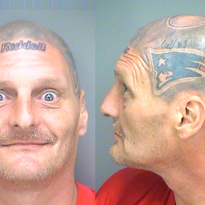 Guy With Tom Brady Helmet Tattoo Can’t Stop Getting Arrested