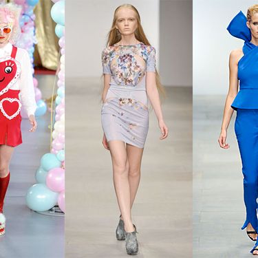 From left: new spring looks from Meadham Kirchhoff, Aminaka Wilmont, and Osman Yousefzada.