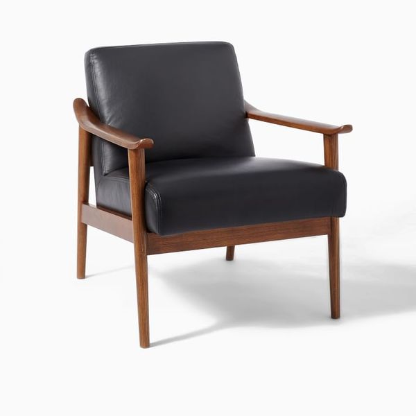 Mid-Century Leather Show Wood Chair