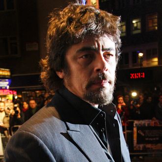 LONDON, ENGLAND - OCTOBER 18: (UK TABLOID NEWSPAPERS OUT) Benicio Del Toro attends the premiere of Miral at the 54th BFI London Film Festival held at The Vue Leicester Square on October 18, 2010 in London, England. (Photo by Fergus McDonald/Getty Images) *** Local Caption *** Benicio Del Toro