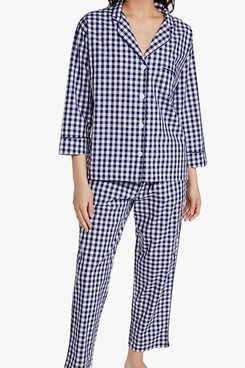 SLEEPY JONES  Washable Silk Marina Pajama Set in Blue & White Tie Stripe –  Sleepy Jones