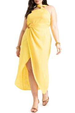 Eloquii Linen-Blend High-Low Dress