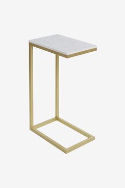 Silverwood Side Table, Gold and faux marble