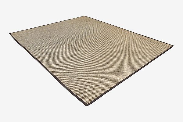 Rivet Woven Bordered Sisal Rug, 5’ x 7’, Charcoal