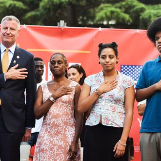 Bill de Blasio receives the honorary citizenship of Sant'Agata dei Goti, Italy.<P>Pictured: Bill de Blasio, Chirlane McCray, Chiara de Blasio and Dante de Blasio<P><B>Ref: SPL807773 230714 </B><BR/>Picture by: M. Brown / Splash News<BR/></P><P><B>Splash News and Pictures</B><BR/>Los Angeles:	310-821-2666<BR/>New York:	212-619-2666<BR/>London:	870-934-2666<BR/>photodesk@splashnews.com<BR/></P>