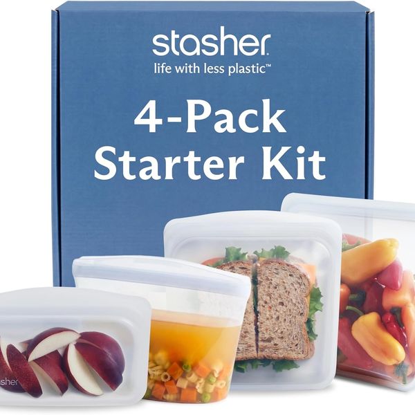 Stasher Silicone Reusable Storage Bags, 4-Pack Starter Kit
