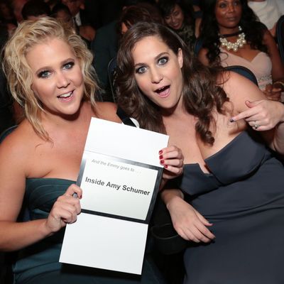 Amy Schumer with sister Kim Caramele at the Emmys.