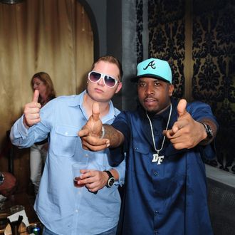 Scott Storch and Big Boi attends Big Boi Live free concert alongside his band for MySpace Live streaming at Sobe Live on August 18, 2010 in Miami Beach, Florida. 