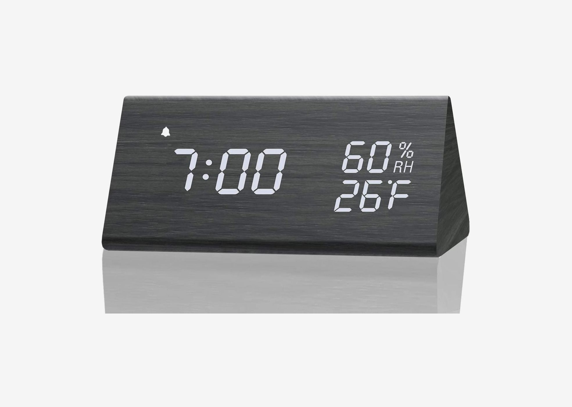 LED Large Screen Bedside Alarm Clock Digital Clock White Frame White Light 