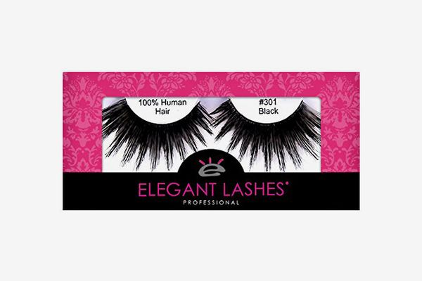 Elegant Lashes #301 Thick Long Black Drag Queen Human Hair False Eyelashes