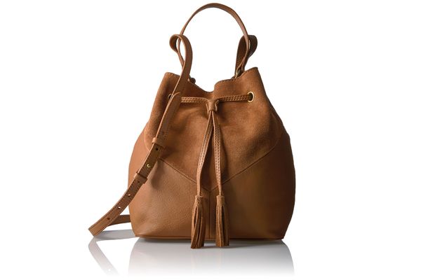 The Fix Mckenzie Suede and Leather Bucket Crossbody Bag