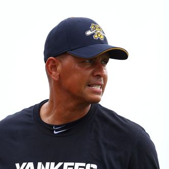 Alex Rodriguez of the New York Yankess warms up before his game for the Charleston RiverDogs at Joseph P. Riley Jr. Park on July 2, 2013 in Charleston, South Carolina.