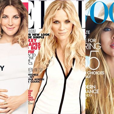 February covers for <em>Instyle, Elle,</em> and <em>Vogue.</em>