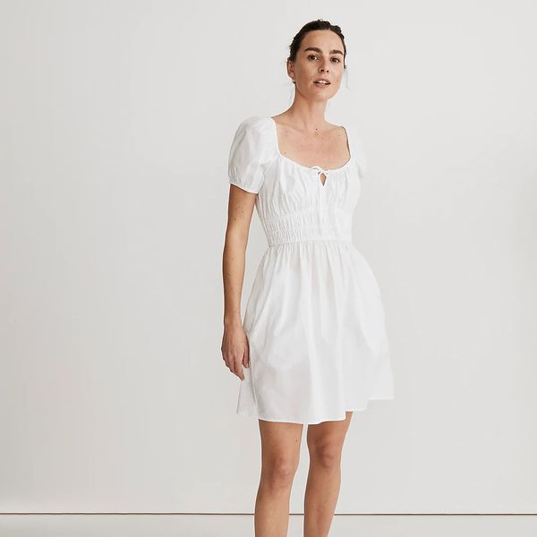 Madewell Poplin Sophia Tie-Front Mini Dress