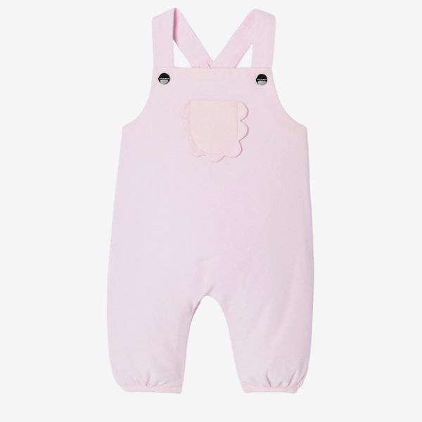 Jacadi Paris Baby Girl Velvet Overalls, Light Powder Pink