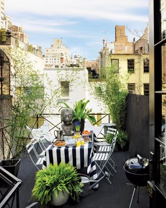 The terrace of Patrick Mele’s one-bedroom Upper East Side apartment.